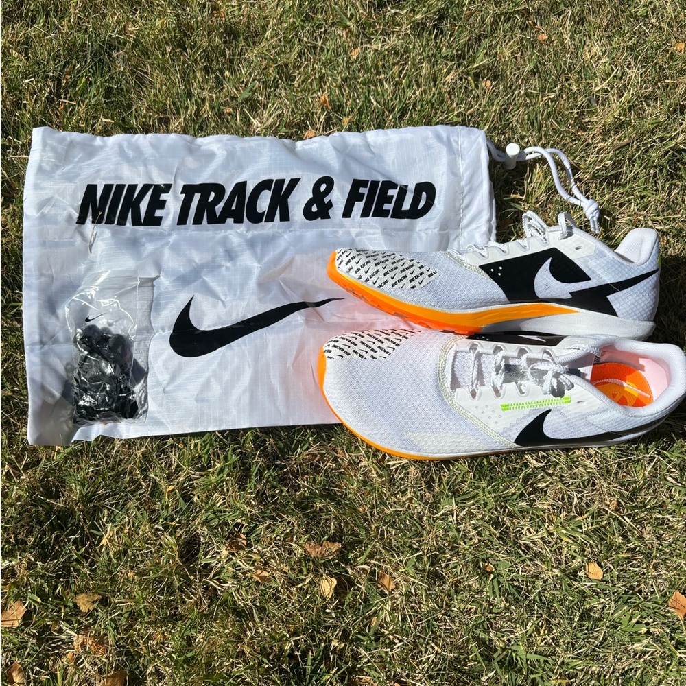 Nike White and Orange Track Cross Country Shoes W/removable Spikes